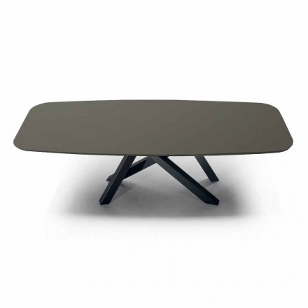 Mesa de comedor de lujo Made in Italy en forma de barril en Fenix y acero - Settimmio Viadurini
