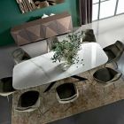 Mesa de comedor en forma de barril en hipermármol y acero Made in Italy, Lujo - Grotta Viadurini