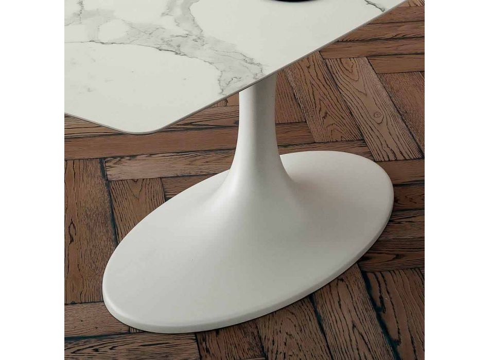 Mesa de comedor Barrel en laminam y mármol sintético Made in Italy - Brontolo Viadurini