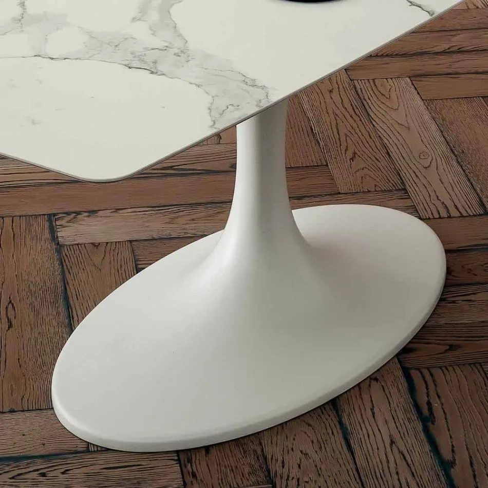 Mesa de comedor Barrel en laminam y mármol sintético Made in Italy - Brontolo Viadurini