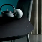 Mesa de comedor en forma de barril en laminado efecto mármol Made in Italy - Grotta Viadurini