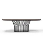 Mesa de Comedor Barril en Madera y Metal Negro Made in Italy - Alfero Viadurini