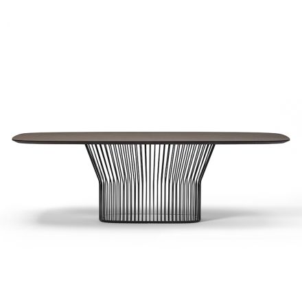 Mesa de Comedor Barril en Madera y Metal Negro Made in Italy - Alfero Viadurini