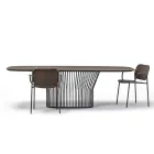 Mesa de Comedor Barril en Madera y Metal Negro Made in Italy - Alfero Viadurini