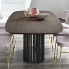 Mesa de Comedor Barril en Madera y Metal Negro Made in Italy - Alfero Viadurini