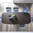 Mesa de Comedor Barril en Madera y Metal Negro Made in Italy - Alfero Viadurini