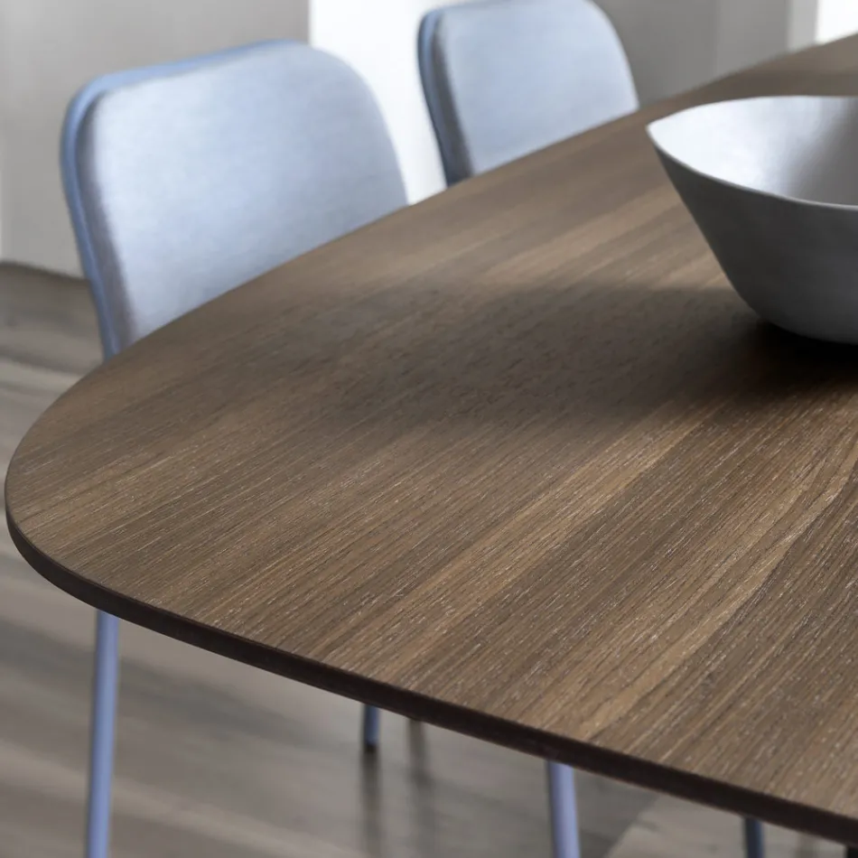 Mesa de Comedor Barril en Madera y Metal Negro Made in Italy - Alfero Viadurini