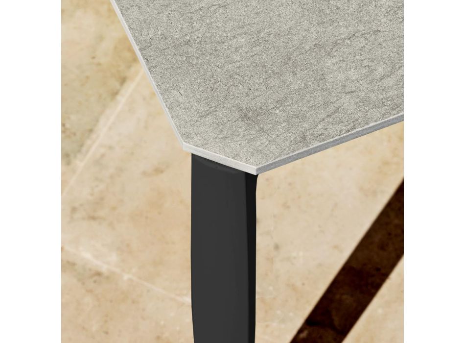 Mesa de Comedor de Exterior Extensible 318 cm en Aluminio y Gres - Filomena Viadurini