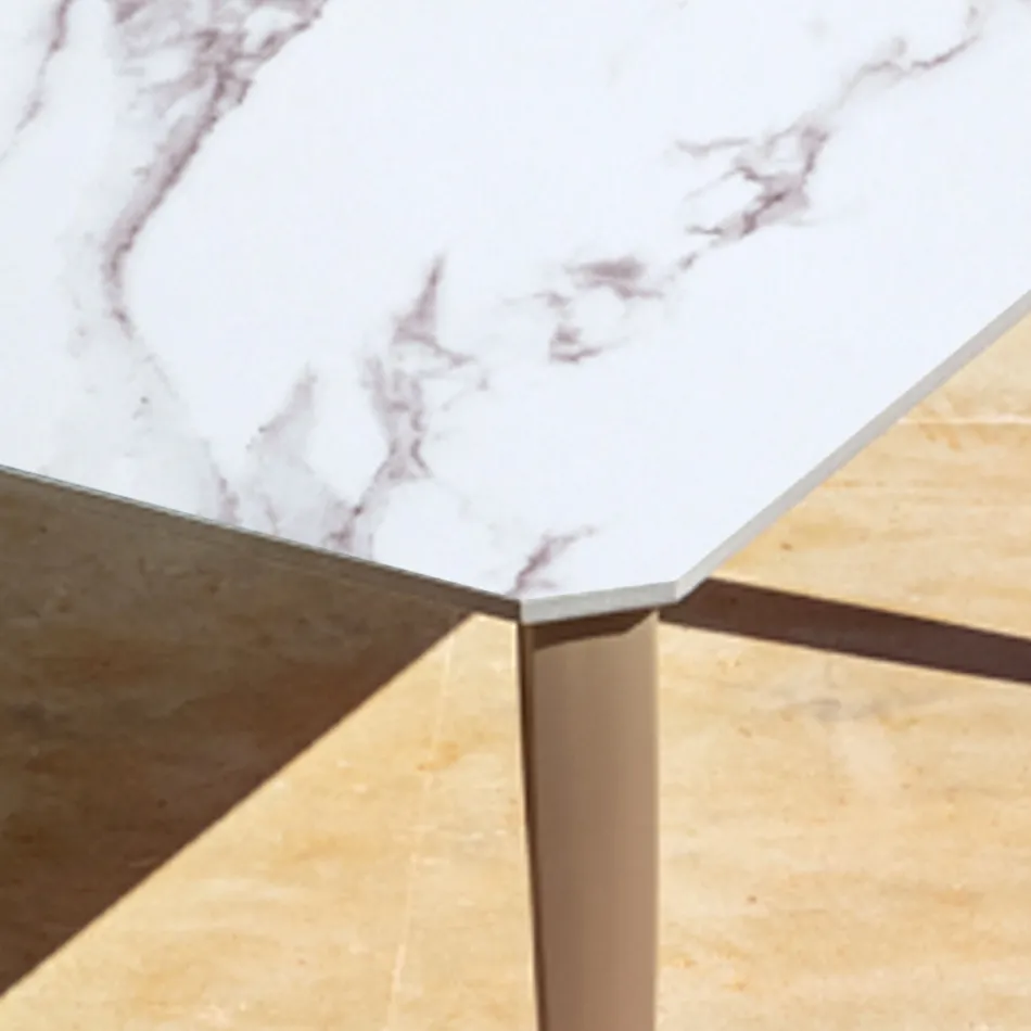 Mesa de Comedor de Exterior Extensible 318 cm en Aluminio y Gres - Filomena Viadurini