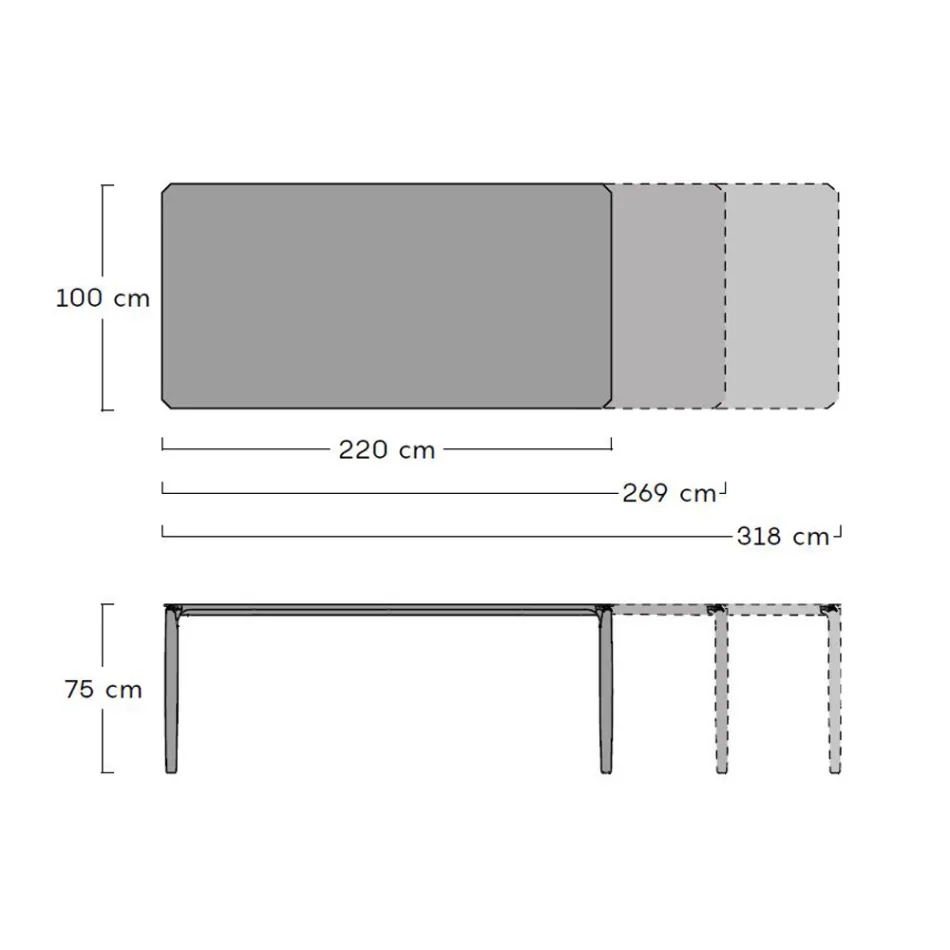 Mesa de Comedor de Exterior Extensible 318 cm en Aluminio y Gres - Filomena Viadurini