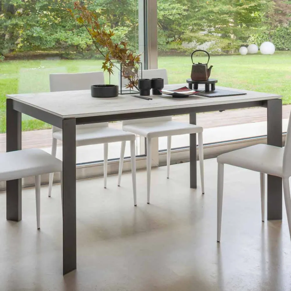 Mesa de comedor extensible a 180 cm en cerámica Made in Italy - Pitagora Viadurini