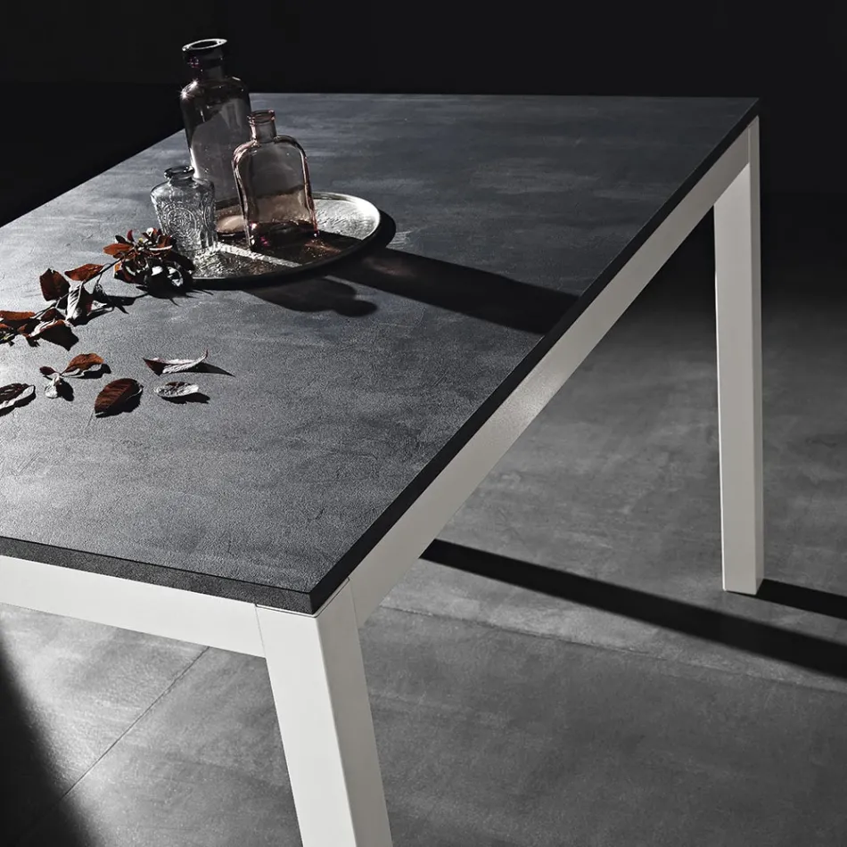 Mesa de comedor de metal extensible a 180 cm Made in Italy - Beatrise Viadurini