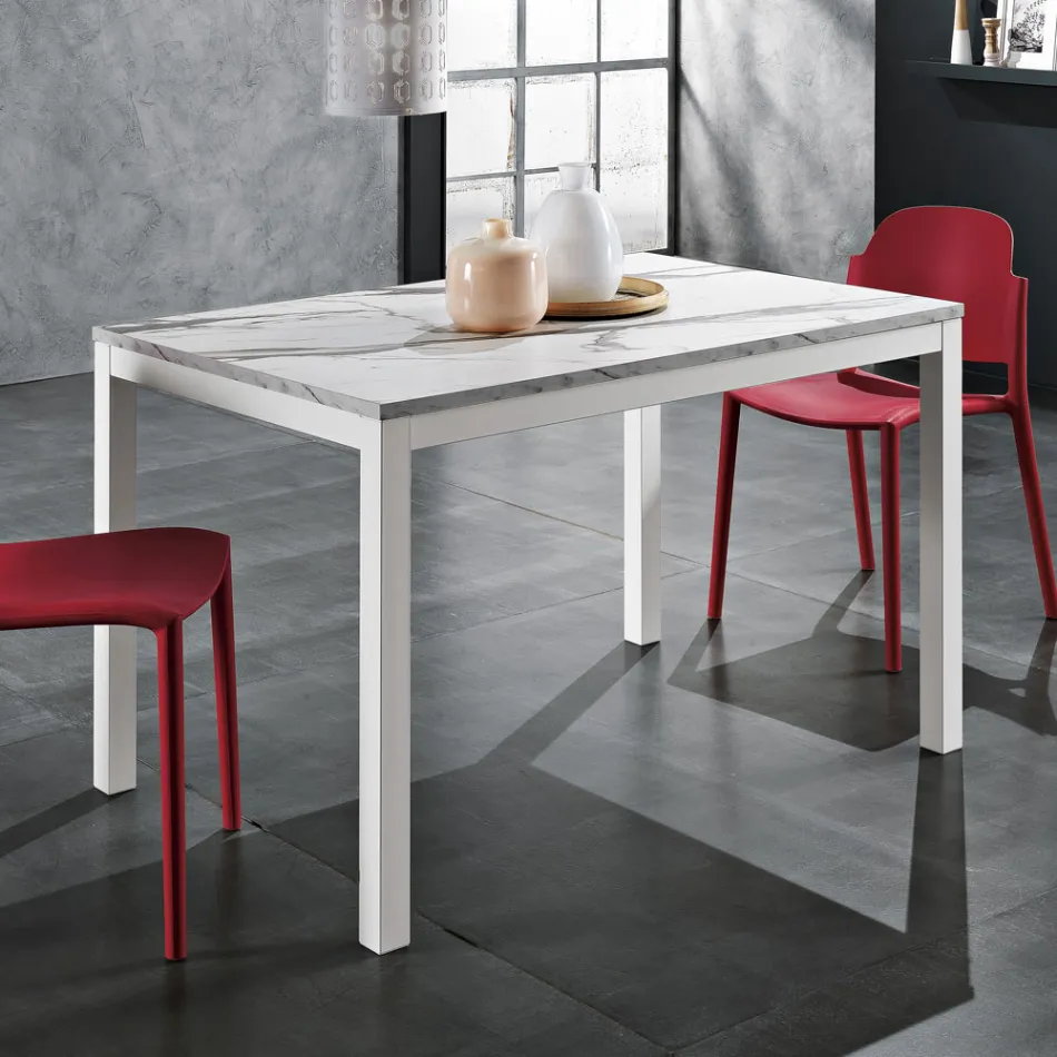 Mesa de comedor de metal extensible a 180 cm Made in Italy - Beatrise Viadurini