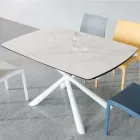 Mesa de comedor extensible (200/230 cm) de cristal, cerámica y metal - Naisha Viadurini