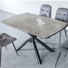 Mesa de comedor extensible (200/230 cm) de cristal, cerámica y metal - Naisha Viadurini