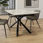 Mesa de comedor extensible (200/230 cm) de cristal, cerámica y metal - Naisha Viadurini