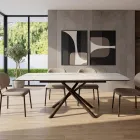 Mesa de comedor extensible (200/230 cm) de cristal, cerámica y metal - Naisha Viadurini