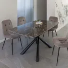 Mesa de Comedor Extensible hasta 230 cm en Vitrocerámica y Metal - Kinari Viadurini
