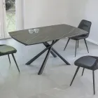 Mesa de Comedor Extensible hasta 230 cm en Vitrocerámica y Metal - Kinari Viadurini