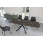 Mesa de Comedor Extensible hasta 230 cm en Vitrocerámica y Metal - Kinari Viadurini
