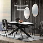 Mesa de comedor extensible hasta 240 cm en cerámica y acero - Relieve Viadurini