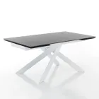 Mesa de comedor extensible hasta 240 cm en cerámica y acero - Relieve Viadurini