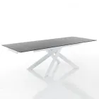 Mesa de comedor extensible hasta 240 cm en cerámica y acero - Relieve Viadurini