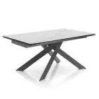 Mesa de comedor extensible hasta 240 cm en cerámica y acero - Relieve Viadurini