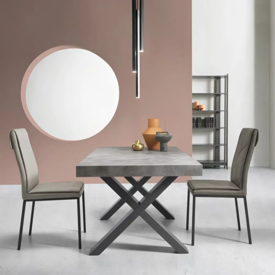 Mesa de Comedor Extensible a 260 cm Moderna Efecto Cemento - Lenova Viadurini