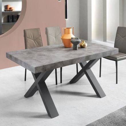 Mesa de Comedor Extensible a 260 cm Moderna Efecto Cemento - Lenova Viadurini