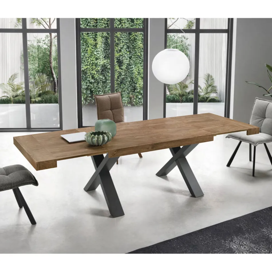 Mesa de Comedor Extensible a 260 cm Efecto Madera Made in Italy - Lenova Viadurini