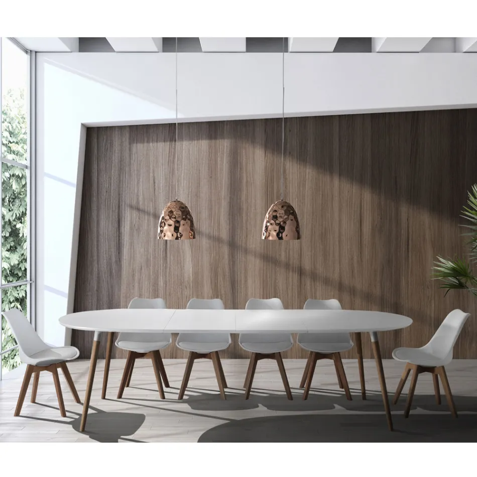 Mesa de comedor extensible hasta 270 cm en MDF y madera maciza - Maurizio Viadurini