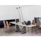 Mesa de comedor extensible a 290 cm en metal y tapa de cerámica - Ricolo Viadurini