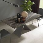 Mesa de comedor extensible a 298 cm en metal y tapa de cerámica - Anaconda Viadurini