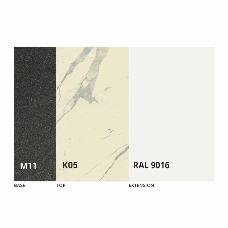 Mesa de comedor extensible a 298 cm en metal y tapa de cerámica - Anaconda Viadurini