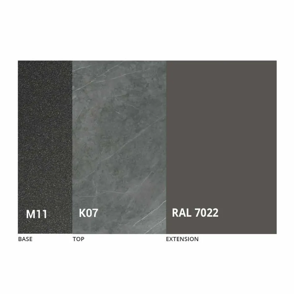 Mesa de comedor extensible a 298 cm en metal y tapa de cerámica - Anaconda Viadurini