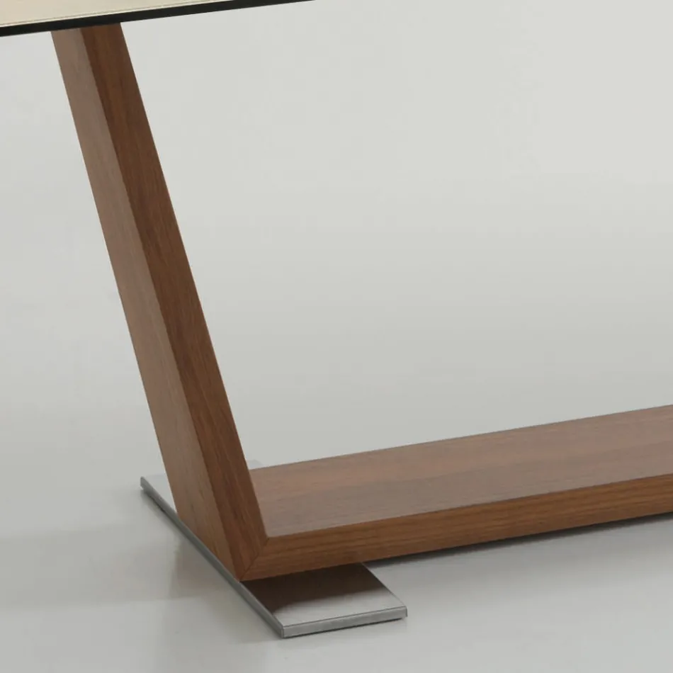 Mesa de Comedor Extensible hasta 3 m en Patas de Cerámica y Madera - Cesteo Viadurini