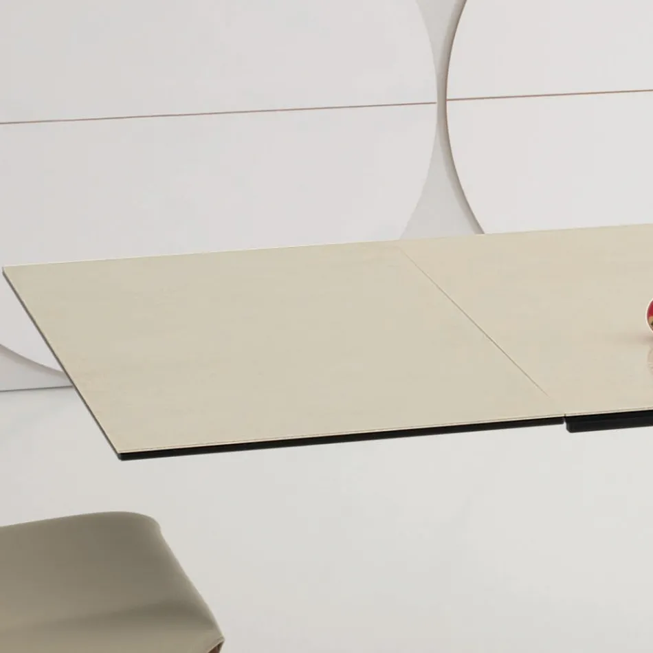 Mesa de Comedor Extensible hasta 3 m en Patas de Cerámica y Madera - Cesteo Viadurini