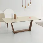 Mesa de Comedor Extensible hasta 3 m en Patas de Cerámica y Madera - Cesteo Viadurini