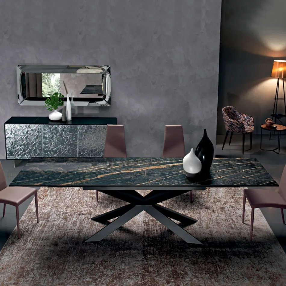 Mesa de comedor extensible hasta 300 cm en Hypermármol Made in Italy - Grotta Viadurini