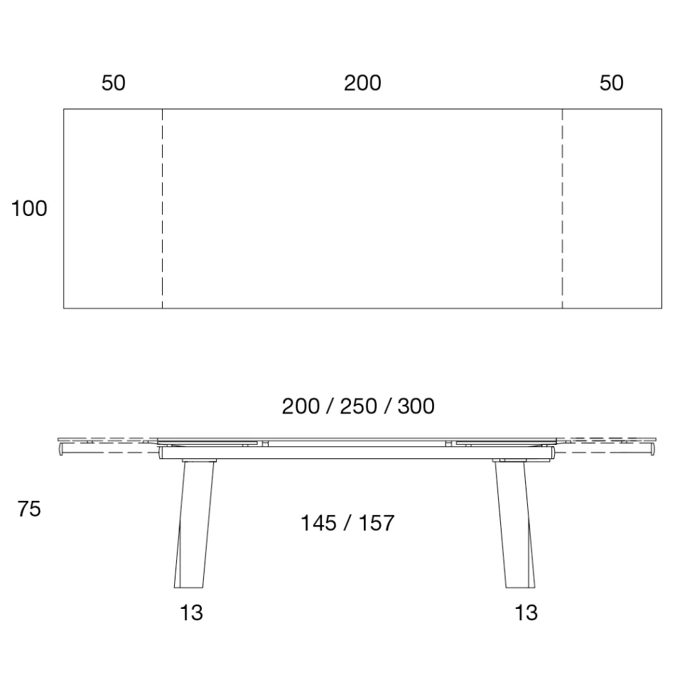 Mesa de comedor extensible hasta 300 cm en madera y tapa de cristal - Bedrio Viadurini