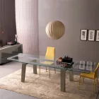 Mesa de comedor extensible hasta 300 cm en madera y tapa de cristal - Bedrio Viadurini