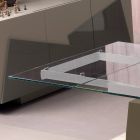 Mesa de comedor extensible hasta 300 cm en madera y tapa de cristal - Bedrio Viadurini
