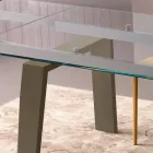 Mesa de comedor extensible hasta 300 cm en madera y tapa de cristal - Bedrio Viadurini