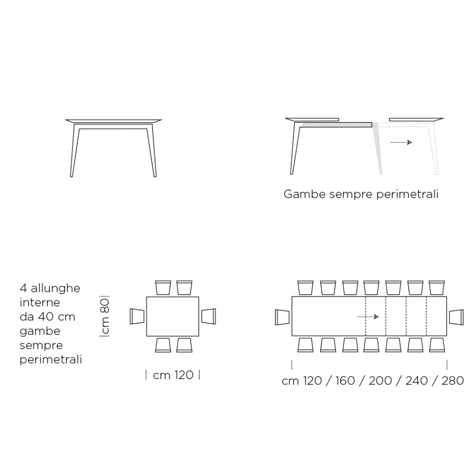 Mesa de Comedor Extensible hasta 310 cm en Laminado Made in Italy - Años Setenta Viadurini