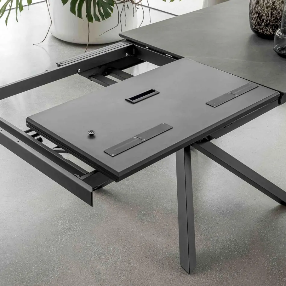 Mesa de comedor extensible con estructura de metal fabricada en Italia - Elástica Viadurini
