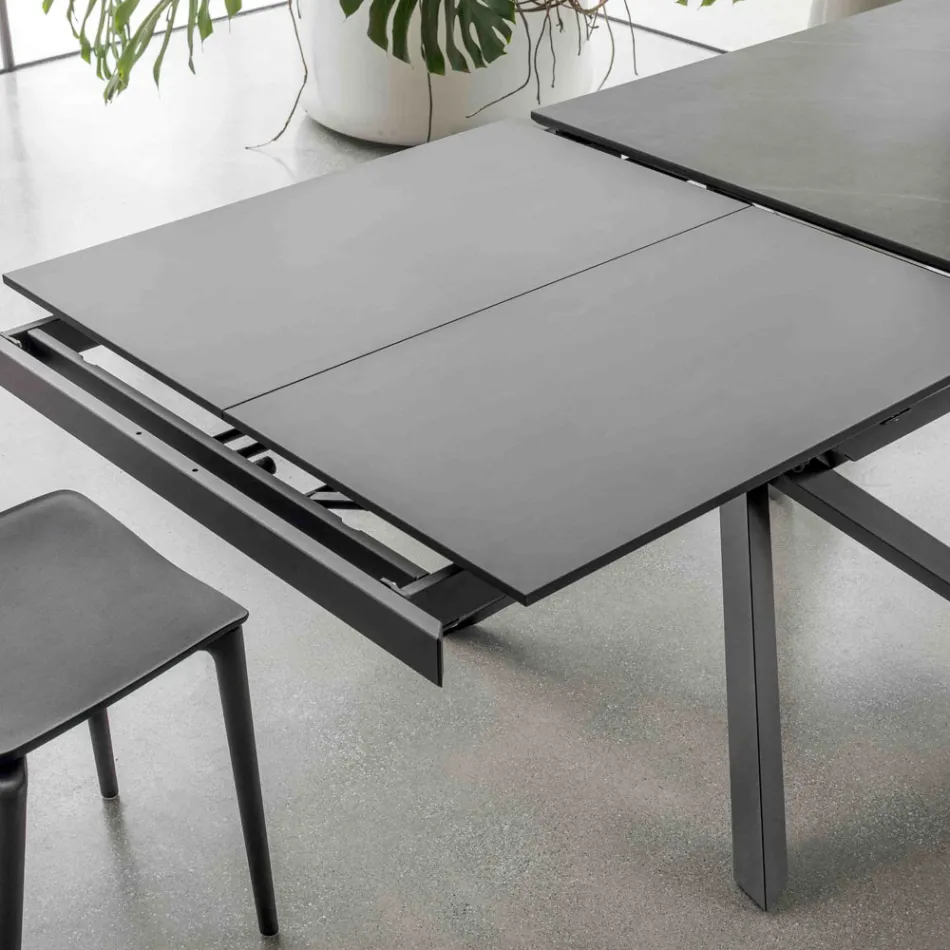 Mesa de comedor extensible con estructura de metal fabricada en Italia - Elástica Viadurini