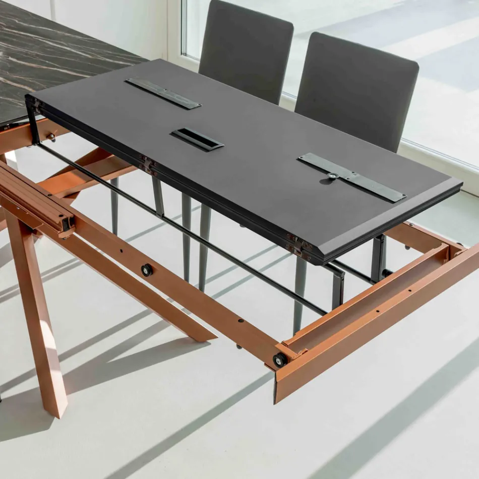 Mesa de comedor extensible con estructura de metal fabricada en Italia - Elástica Viadurini