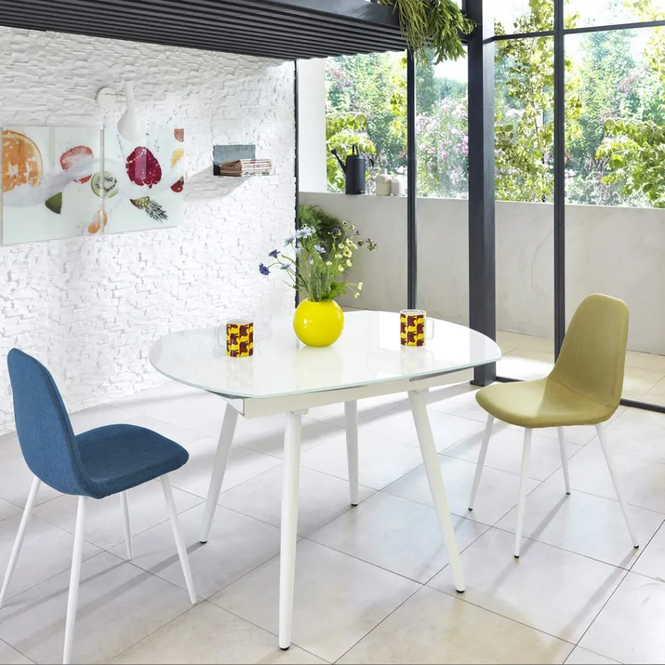 Mesa de comedor extensible con tablero de madera Japan New Viadurini