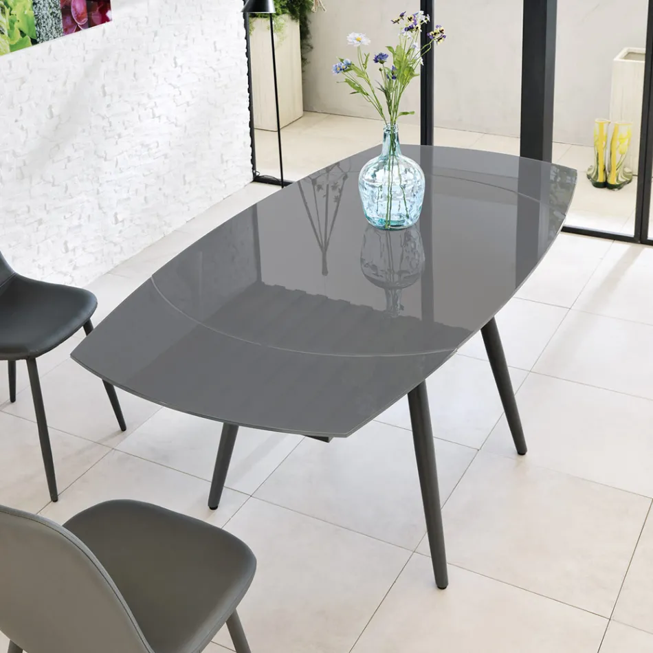 Mesa de comedor extensible con tablero de madera Japan New Viadurini